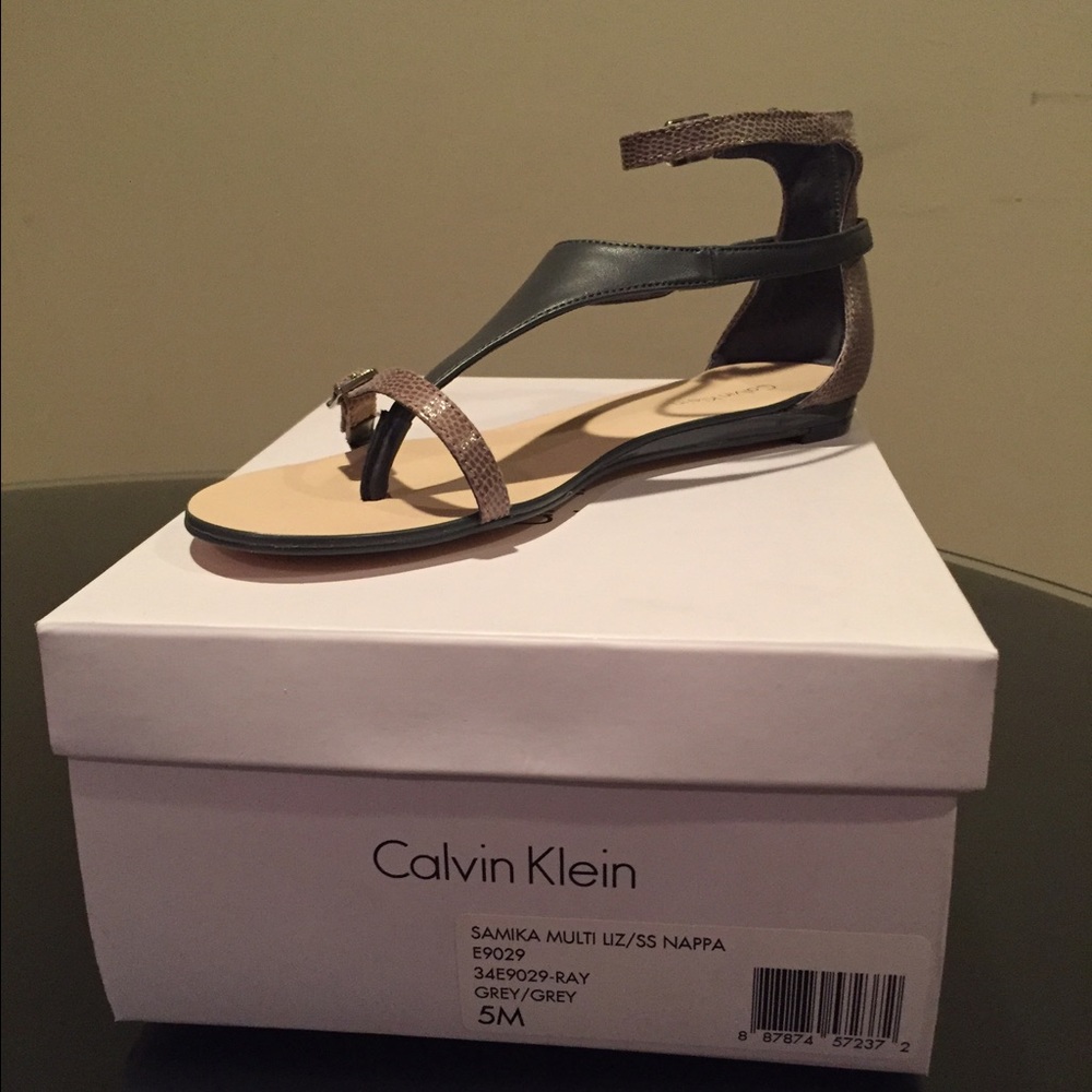 COPY - Calvin Klein Samika Leather Sandals in Grey